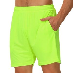 Cakulo Athletic Men's Neon Green Workout Shorts lightweight NWT. Sz-M. BB15